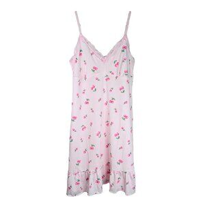 Laura Ashley Size Medium Cherry Striped Nightie Sleepwear Lace